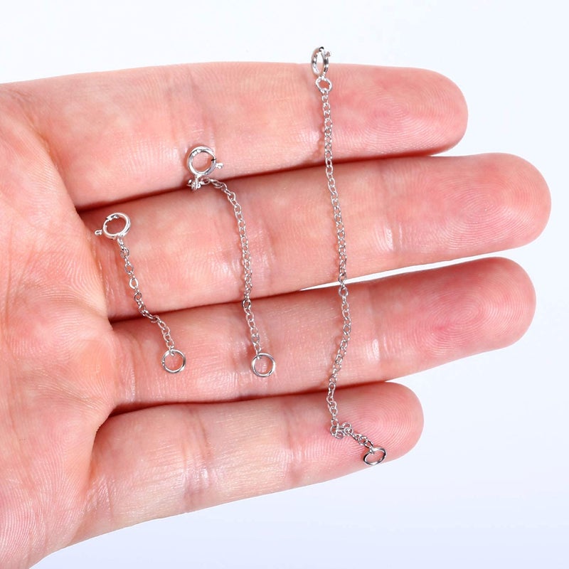 ALEXCRAFT Neckalce Extenders White Gold Plated 925 Sterling Silver Chian Extension Necklace Bracelet Anklet Extenders Jewelry for Crfatï¼ˆ1 2 3 inchï¼‰ - Image 5